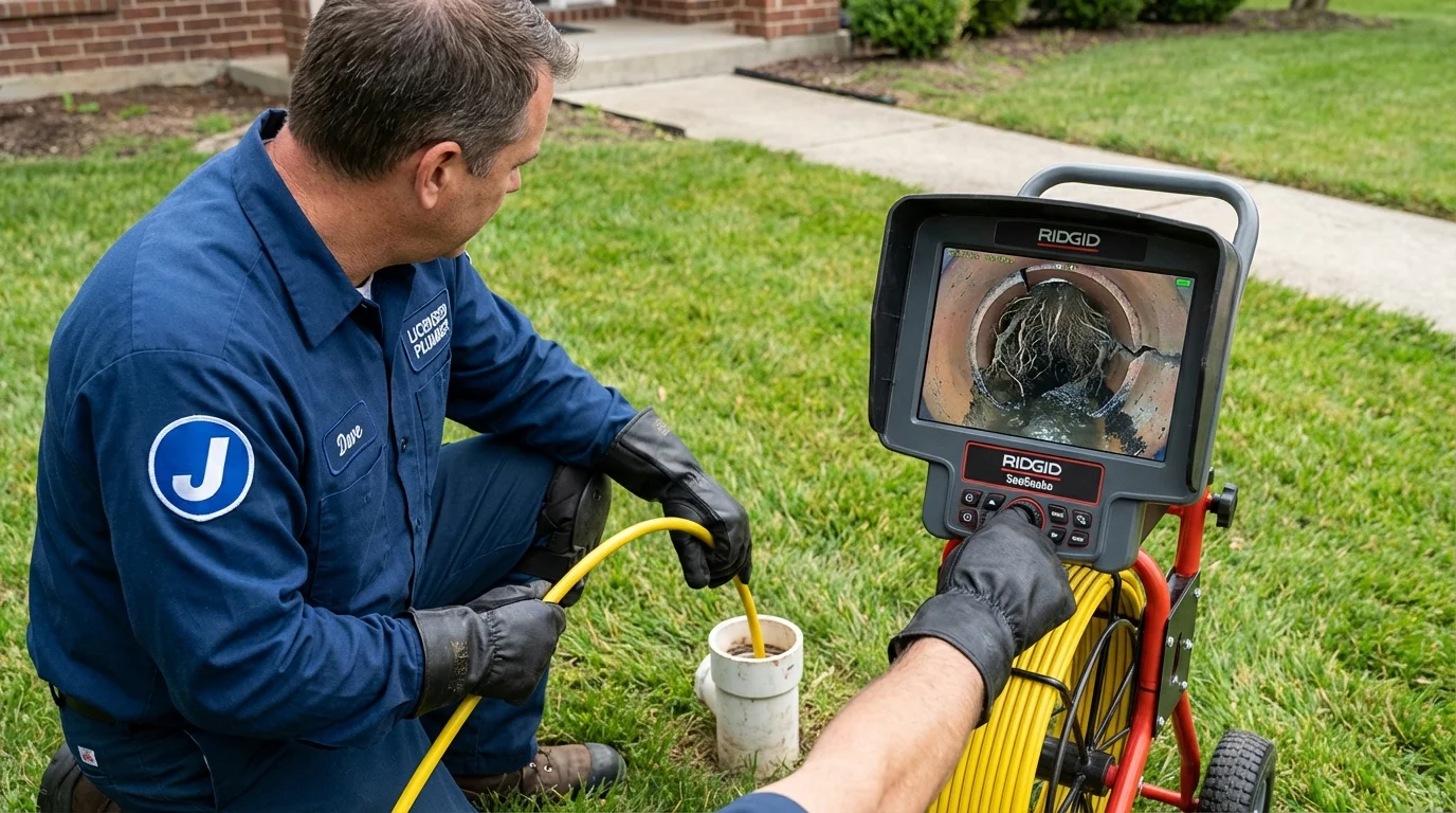 Sewer camera inspection being performed by Johns Plumbing LLC in Hayfield